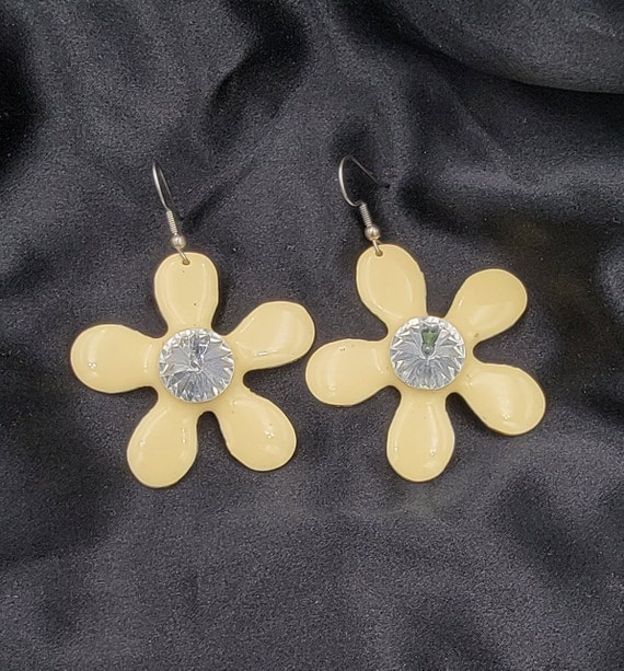 Orecchini a forma di fiore, in argento e oro, stile bohémien