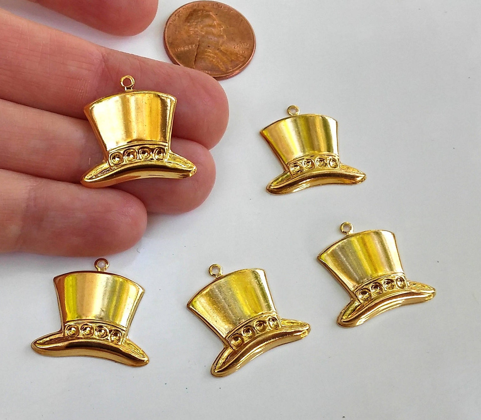 Gold Top Hat Charms New Years Eve Hat Hat Charm Top Hat | Etsy