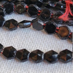 5mm Black Glass Sew On,Vintage Czech Glass, Early 1900&#39;s Glass Beads, Faceted Hexagon Shape with Flat back, Nailhead Bead, 40 pieces