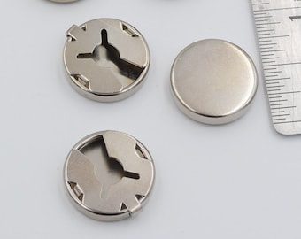 Button Covers, Cuff Links, Silver Stainless Steal, Open in Back, 18mm in size, 4 pieces or 8 pieces