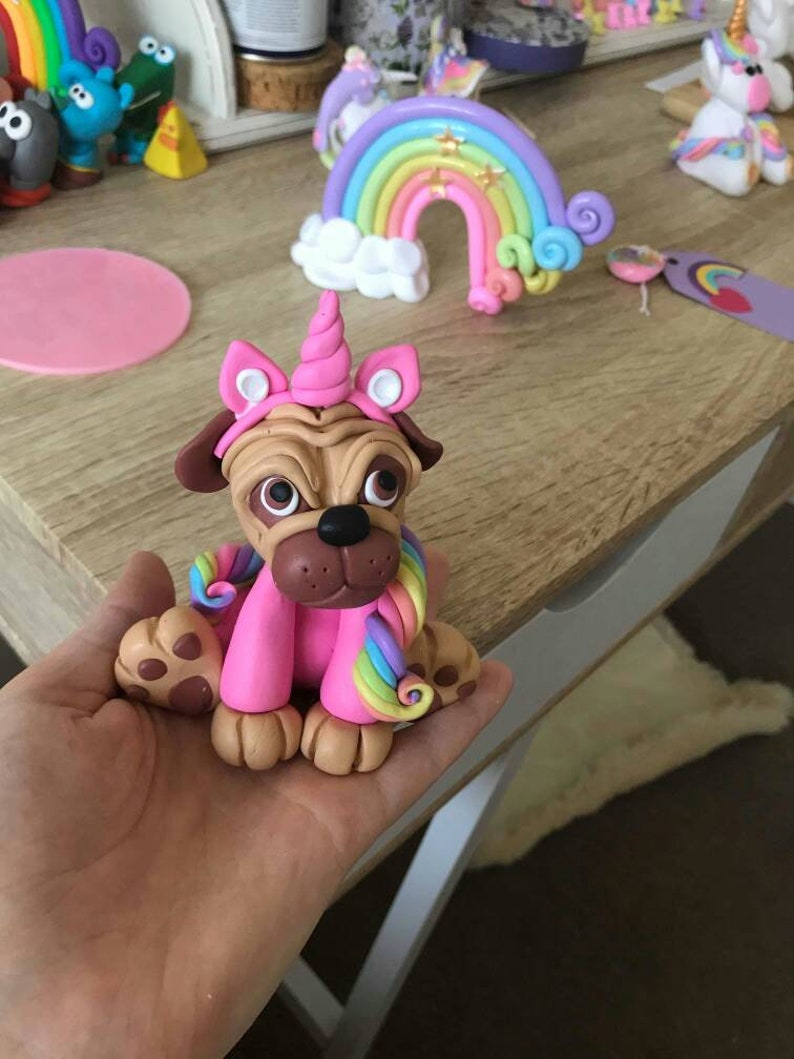 Pug cake topper unipug cake topper pugicorn cake topper pug | Etsy