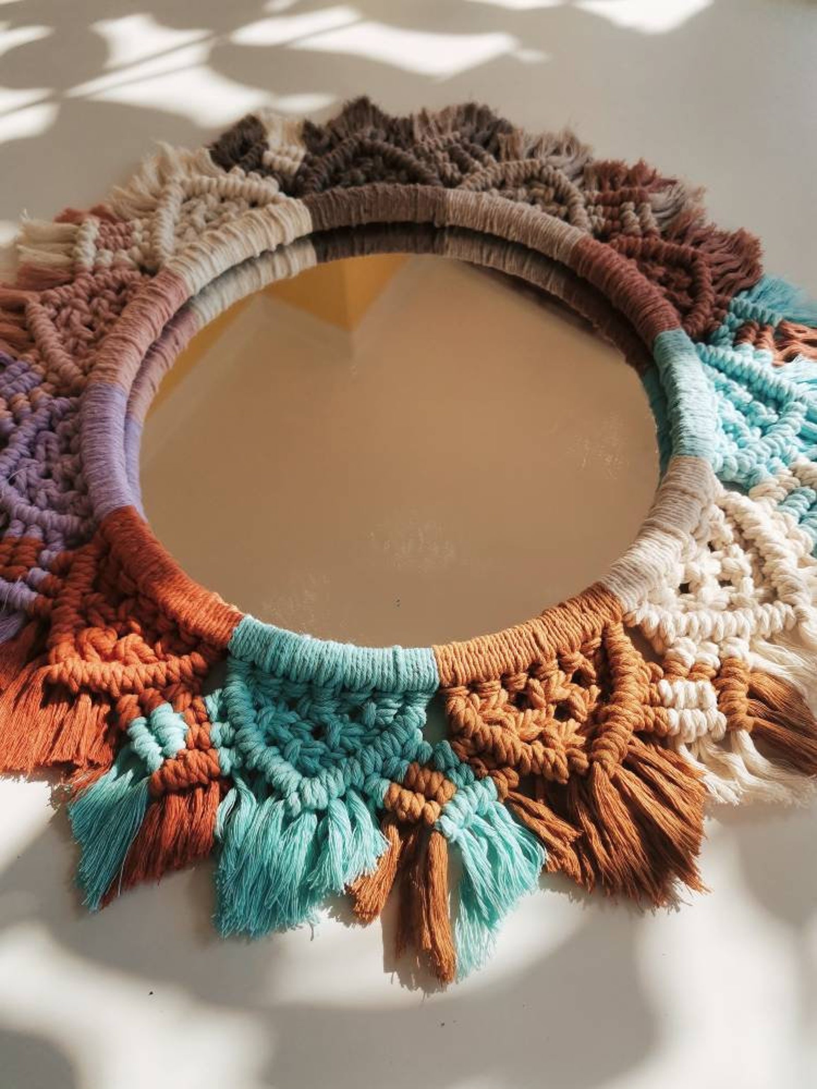 Diy Macramé Mirror Rainbow Macrame Mirror Video Tutorial Etsy