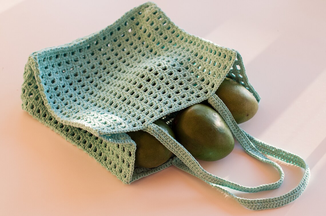 Crochet tote net bag Video tutorial Cotton bag crochet pattern Etsy