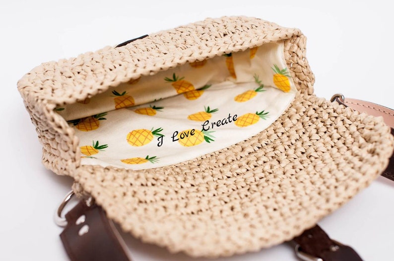 Crochet pattern Raffia waist bag Video tutorial Straw raffia image 2