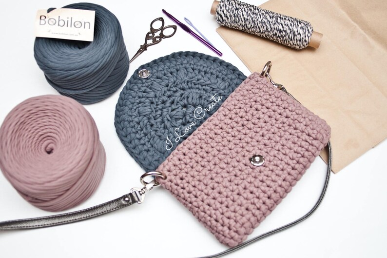 Free crochet pattern Crossbody flap bag PDF download pattern Etsy