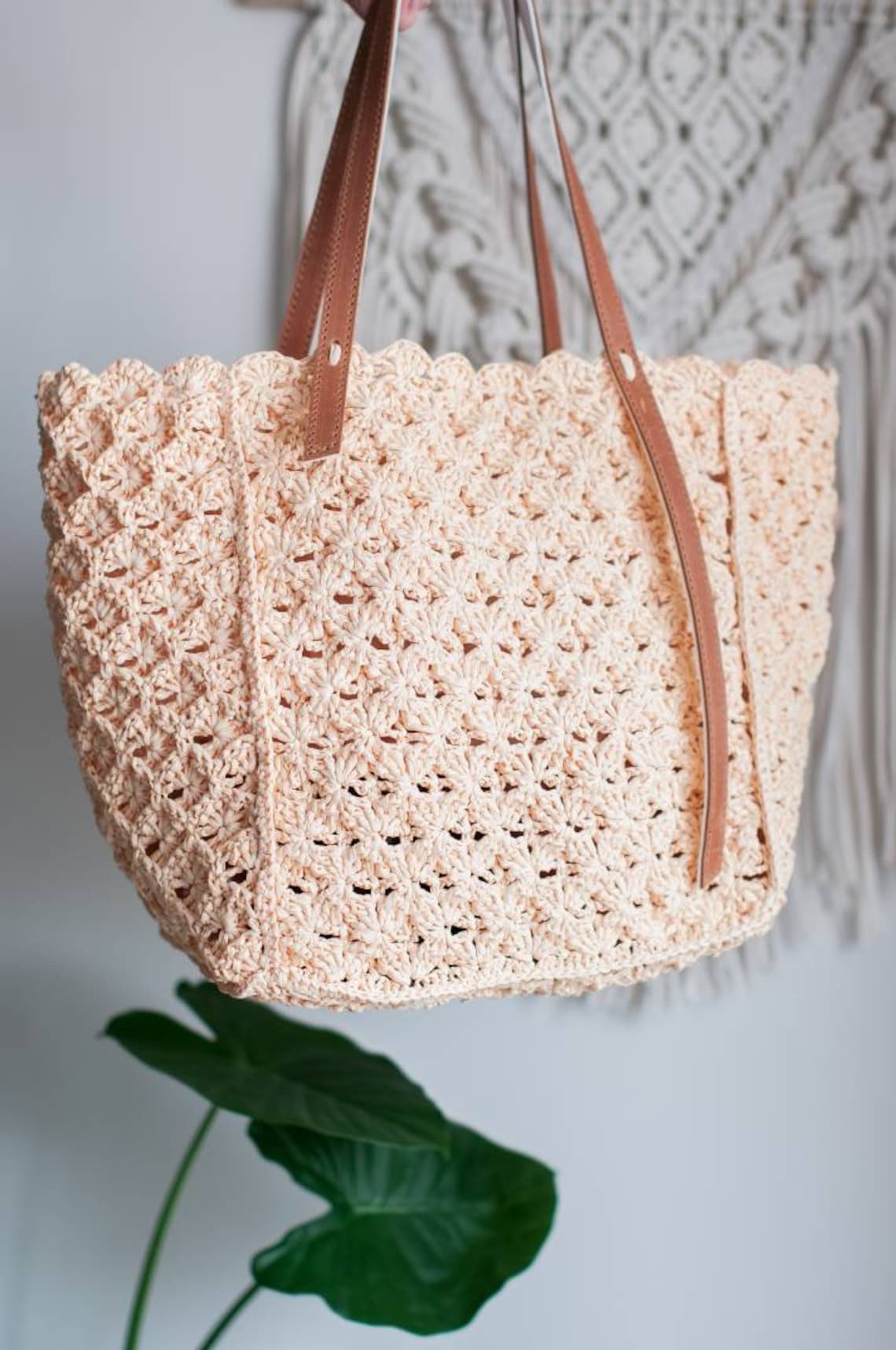 CROCHET PATTERN Raffia bag Video tutorial large shopper bag Etsy