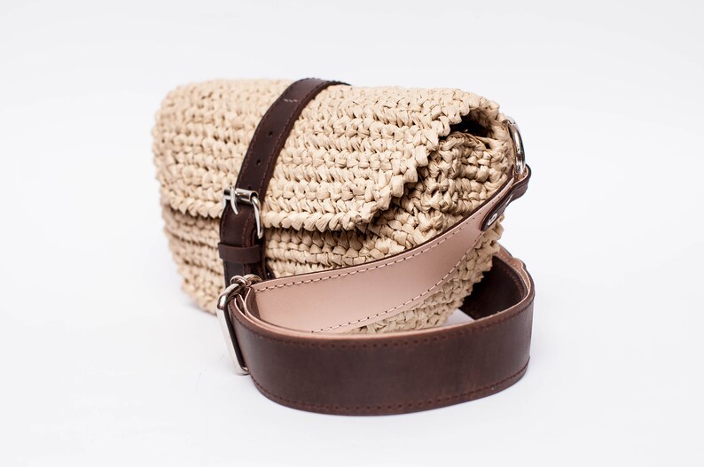 Crochet pattern Raffia waist bag Video tutorial Straw raffia image 0