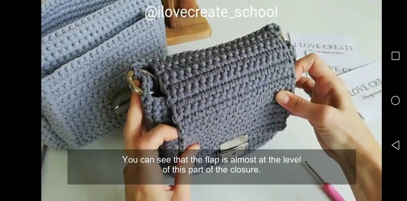 Crossbody bag with pocket PDF pattern Crochet pattern Video image 5