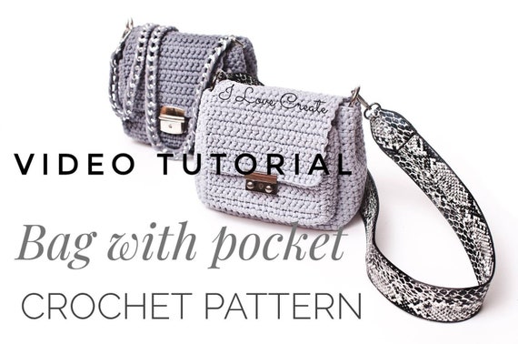 Crossbody bag with pocket PDF pattern Crochet pattern Video | Etsy