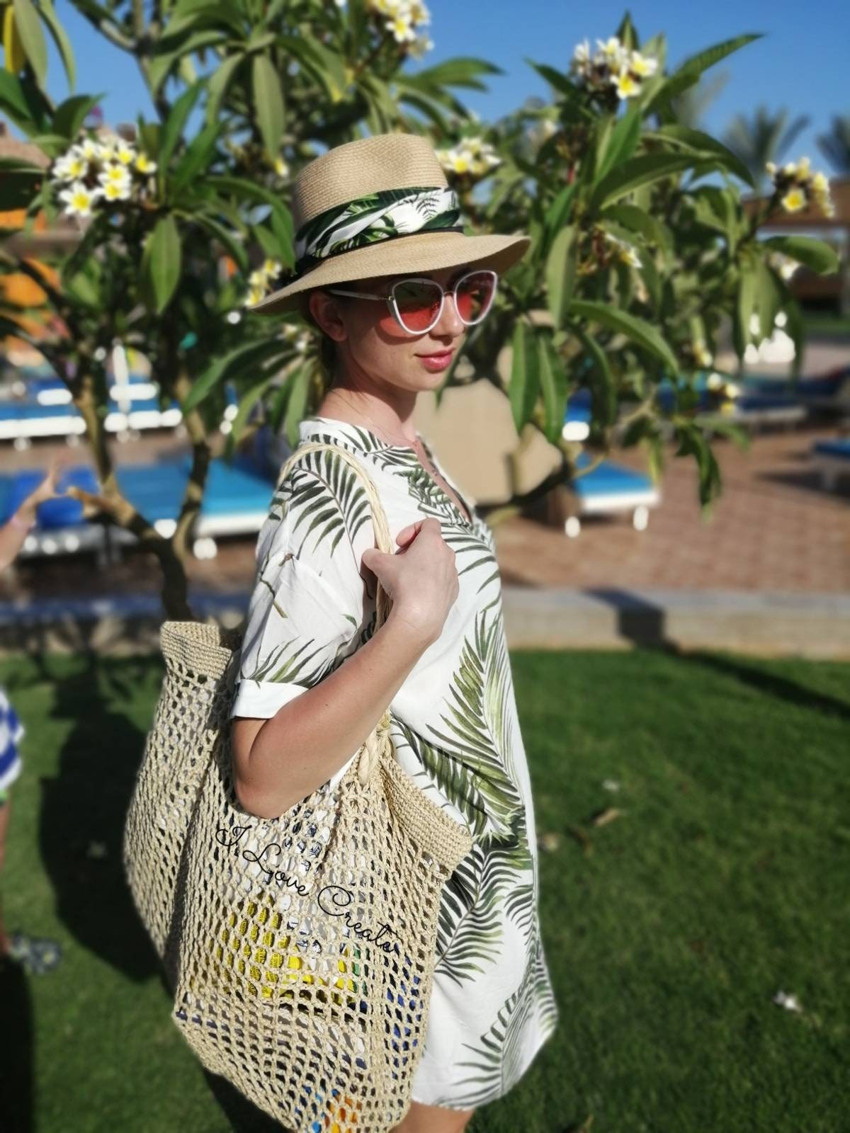 Large Raffia Beach Bag Straw Crochet Bag Eco-friendly Net Bag - Etsy