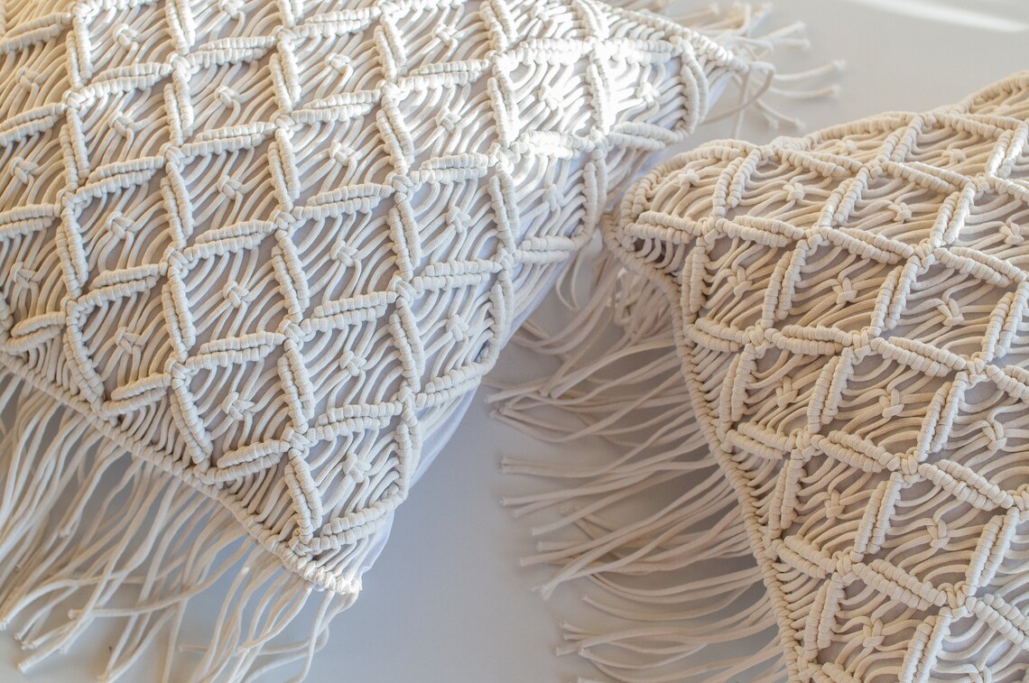 Macrame Pattern Cushion With Fringes Video Tutorial and PDF Etsy