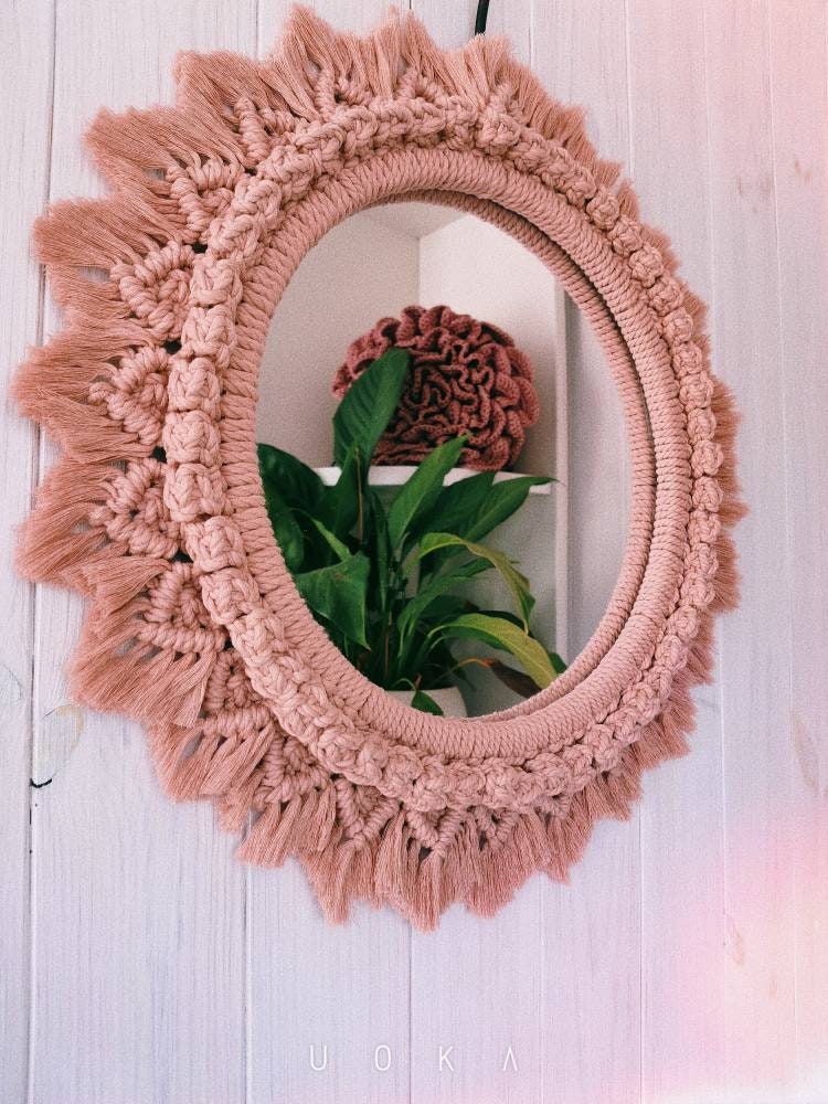 Mandala Mirror Macrame Round Wreath Bohemian - Macrame Mirror Wall Hanging Patterns