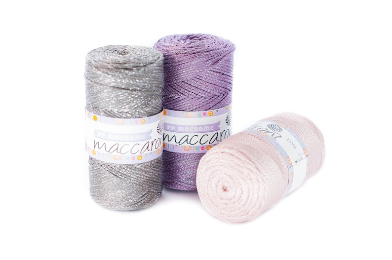 Marengo polyester rope Crochet textile glitter cord Macrame cord 3mm Crochet bag supplies Metallic rope Crochet thread