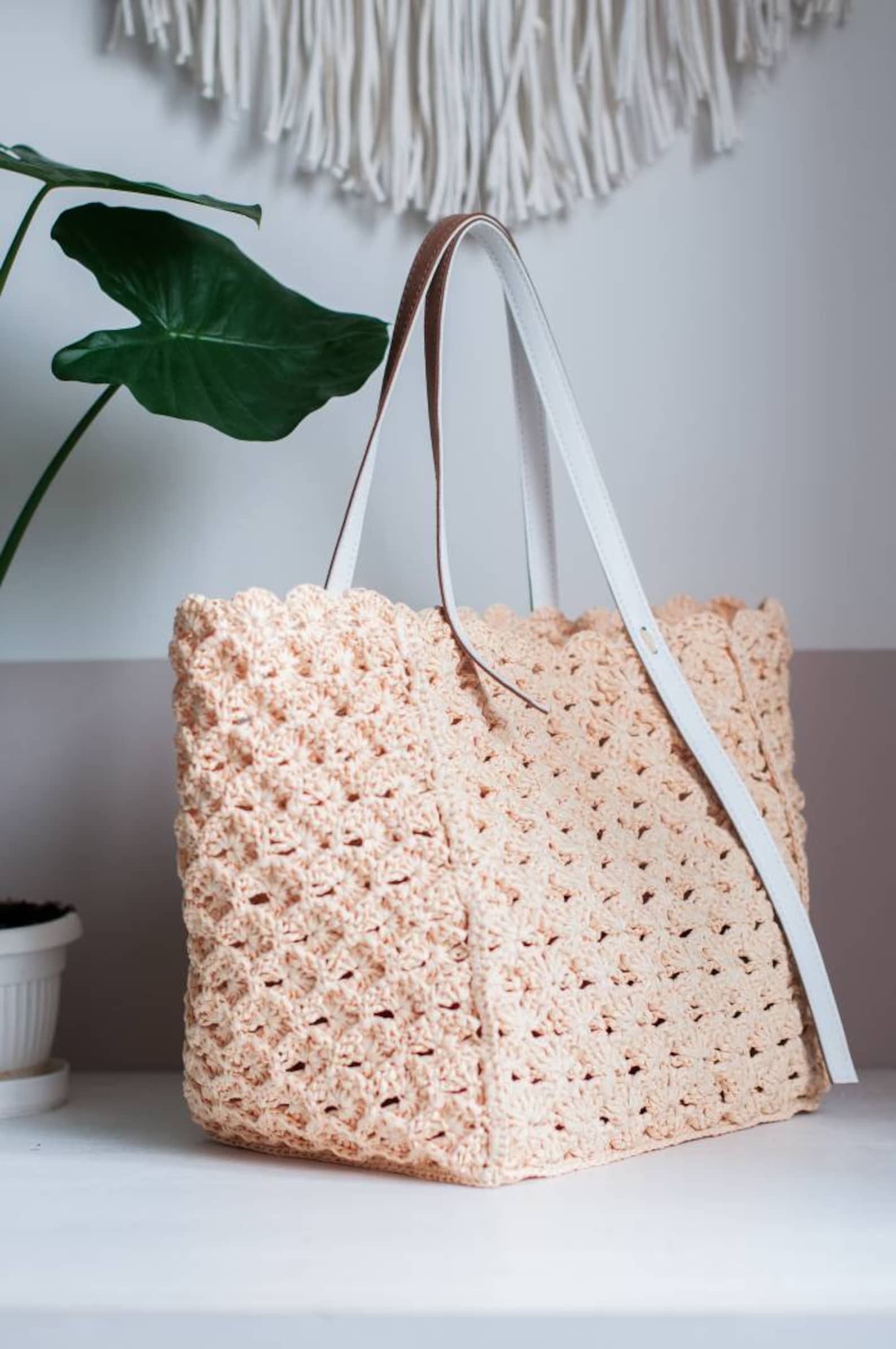 CROCHET PATTERN Raffia Bag Video Tutorial Large Shopper Bag Etsy