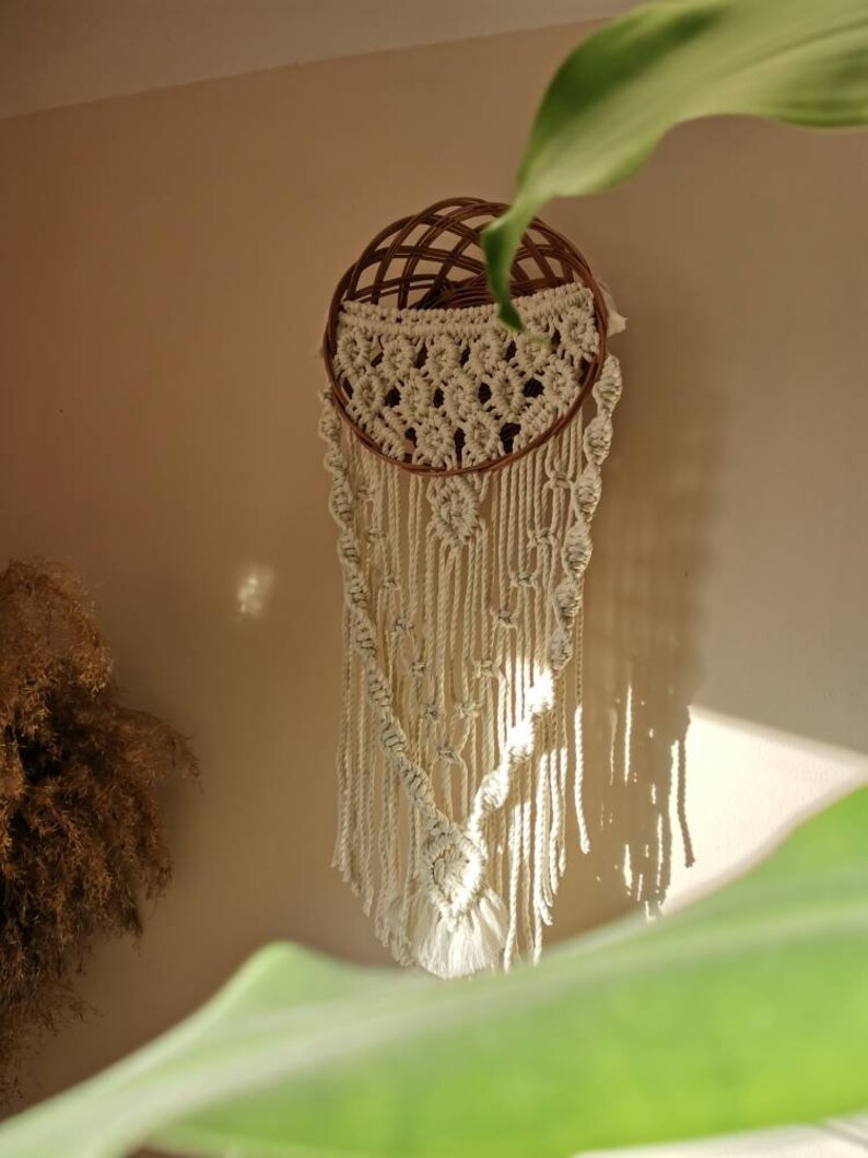Macrame Wall Hanging Basket Home Decor Rattan Basket Natural Etsy