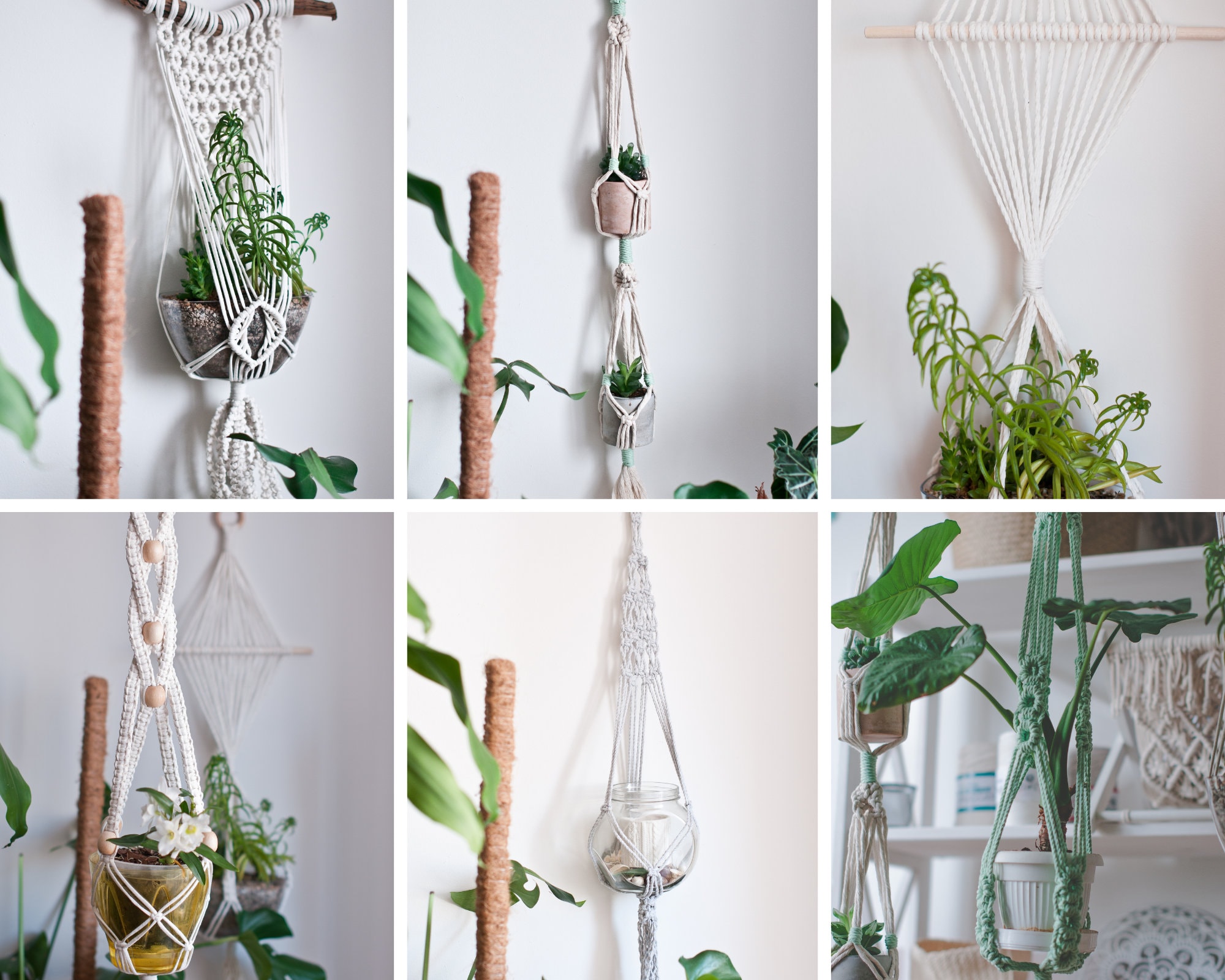 Set of 6 macrame plant hanger video tutorial and PDF pattern DIY Macr…