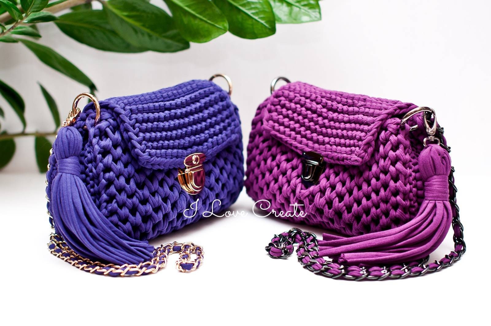 Crossbody Bag PDF Pattern Knit Handbag Tshirt Yarn Clutch Etsy