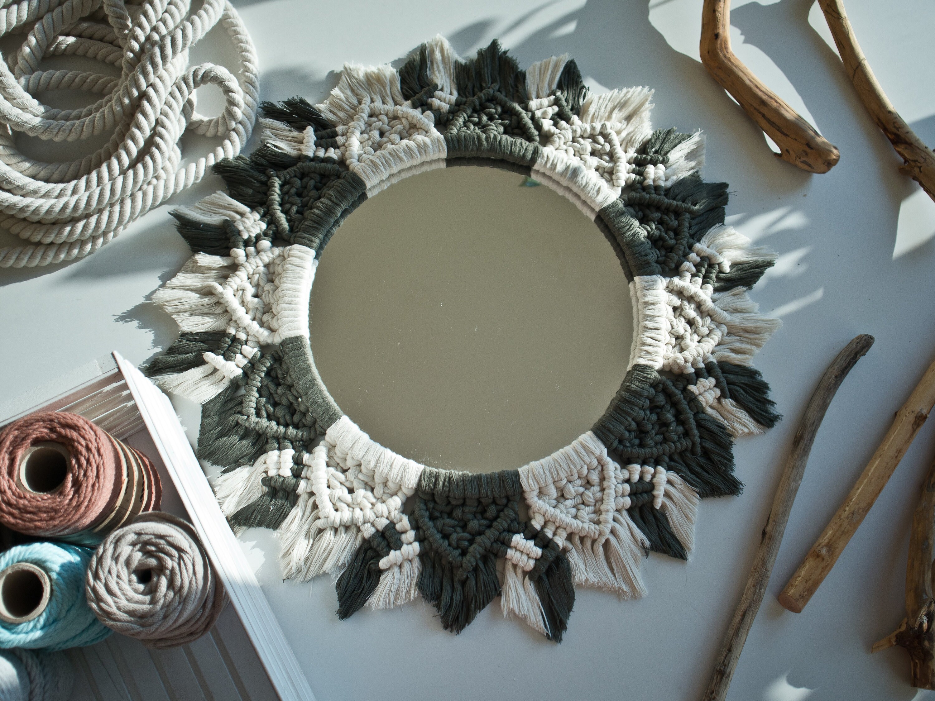 Diy Macramé Mirror Rainbow Macrame Tutorial Hong Kong Mirror Rainbow Macrame, Macrame Mirror Wall Hanging Diy