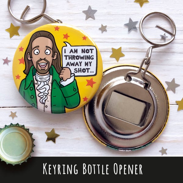 Hamilton inspired Bottle Opener Keychain, Key Chain, Keyring, Key Ring, 58mm