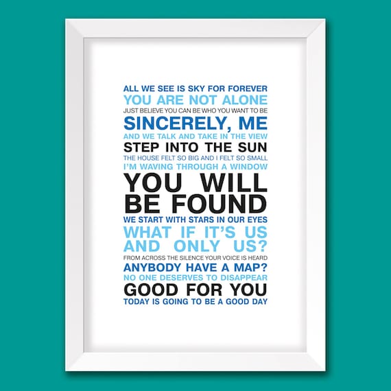 Dear Evan Hansen Quotes Digital Print . Printable Wall Art . - Etsy