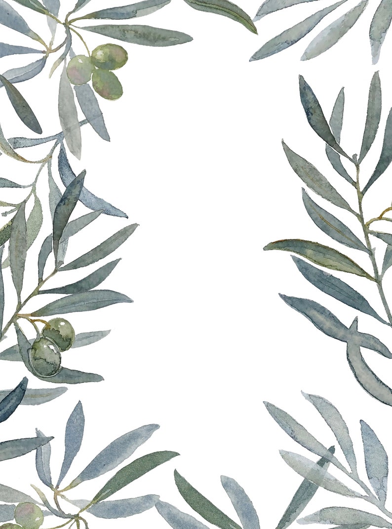 olive leaves aquarell vorlage etsy