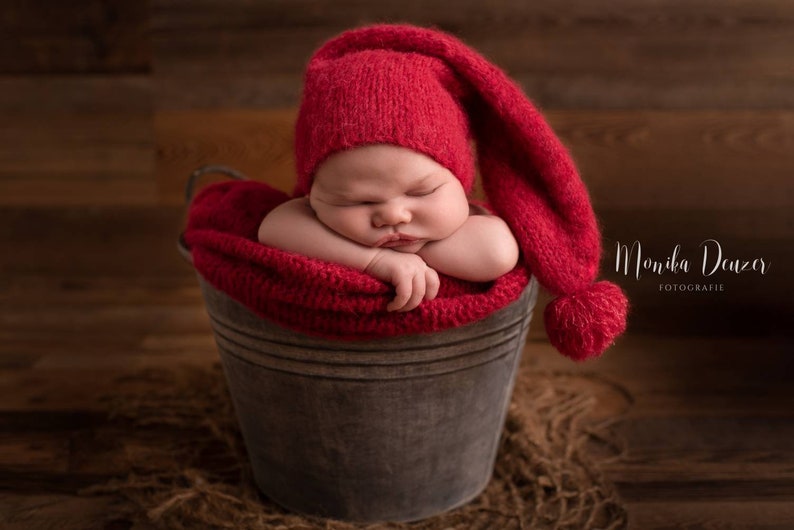 Elf Hat Sleepy Stocking Cap Newborn Sleep Cap NEWBORN Photography Prop Autumn Prop Knit Baby Night Hat Baby Pajama Cap