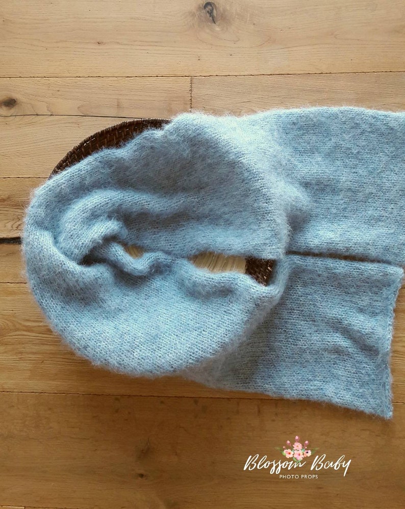NEWBORN Photo Prop Fuzzy Classic bonnet and wrap set Knitted Newborn Prop
