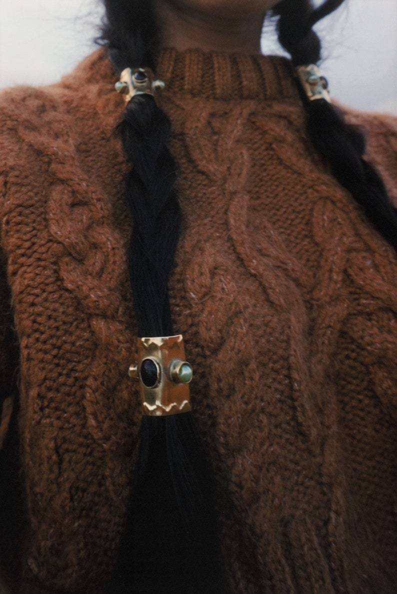 Accessoires pour cheveux médiévaux Brenna, Bijoux médiévaux, Barrettes, Perles pour cheveux de Viking, Bijoux pour cheveux, Tresse nordique, Manchette queue de cheval image 3