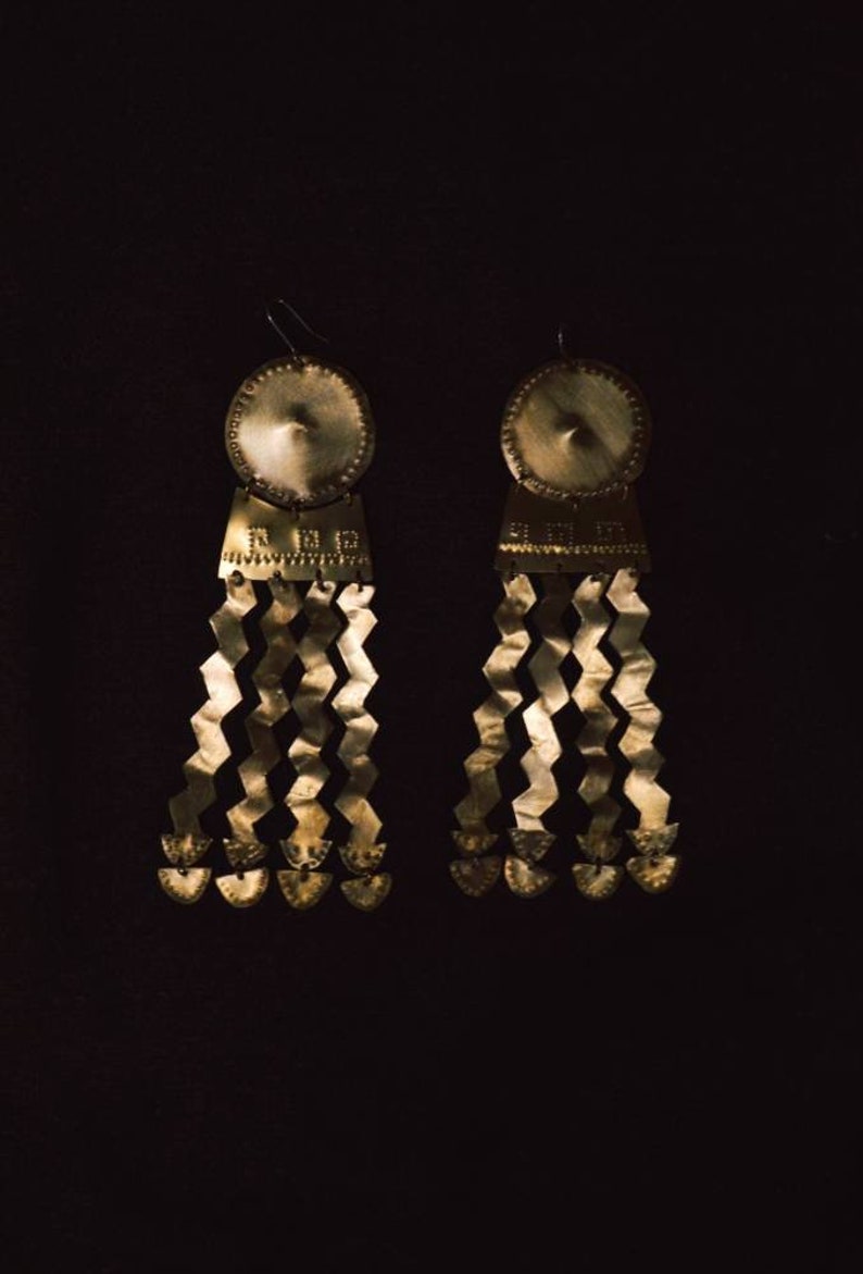 Boucles d'oreilles Akna Maya, Bijoux anciens, Boucles d'oreilles aztèques, Bijoux de déesse image 1