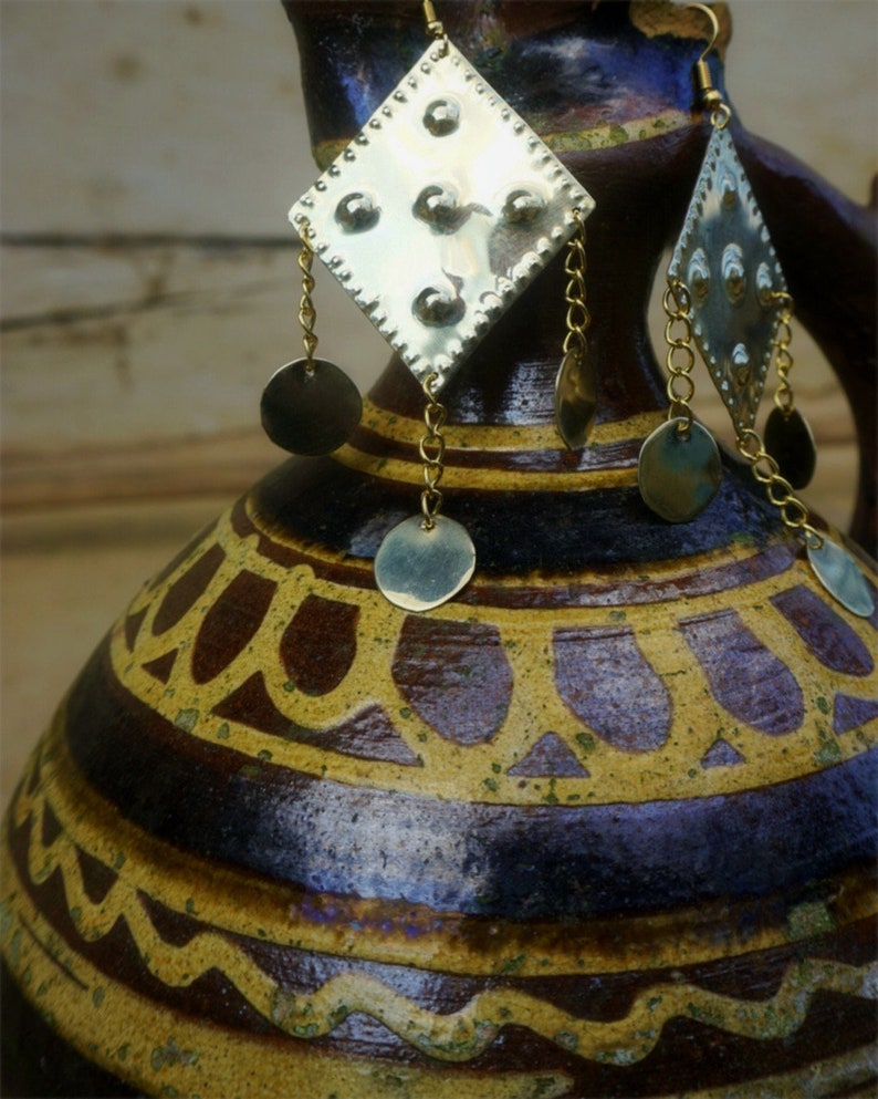 Draha Earrings, Slavic Jewelry, Ethnic Adornments, Folklore, Viking, Medieval Jewels, Solar Amulets Talismans, Diamnond Earrings image 5