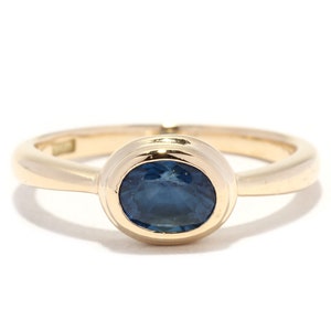 1.16ct Natural Sapphire Engagement Ring, 18KT Yellow Gold, Ring Size 5.75, Bezel Sapphire Ring, September Birthstone