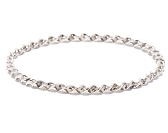 Rope Twist Bangle Bracelet, Sterling Silver, Length 7.5 inches, Thin Bangle Bracelet