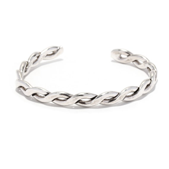 Mexican Braided Cuff Bracelet, Sterling Silver, L… - image 1