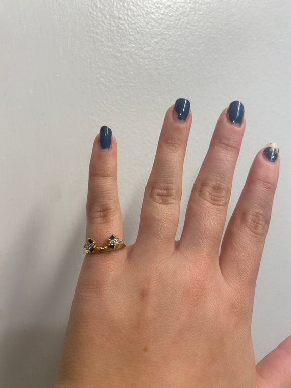 0.26ctw Sapphire Diamond Wedding Ring Wrap, 14K Y… - image 7