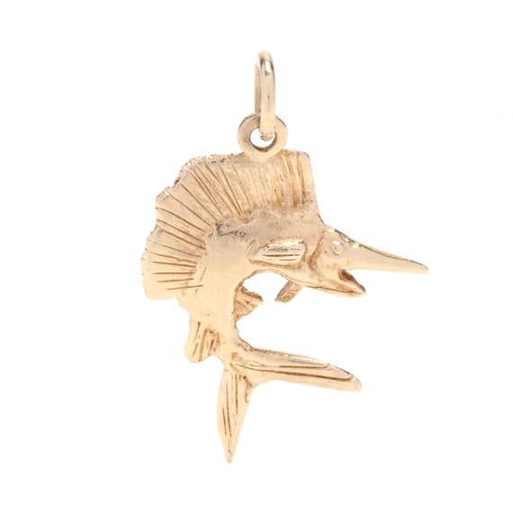14k Yellow Gold Sword Fish Charm - Pendant