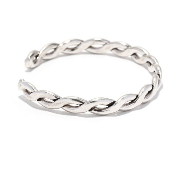 Mexican Braided Cuff Bracelet, Sterling Silver, L… - image 2