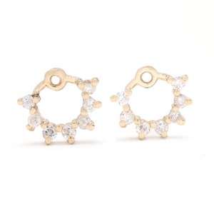 0.25ctw Diamond Earring Jackets, Length 9.6mm, Flower Style