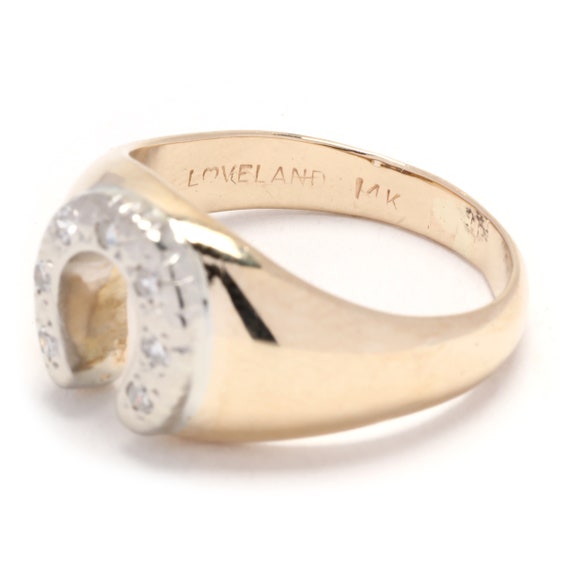 0.10ctw Vintage Diamond Horseshoe Ring, 14K Yello… - image 5
