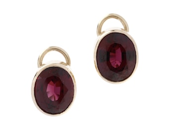 8.4ctw Rhodolite Garnet Clip on Earrings, 14k Yellow Gold, Large Clip Ons