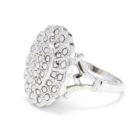 Sterling Silver & Marcasite Statement Ring - image 4