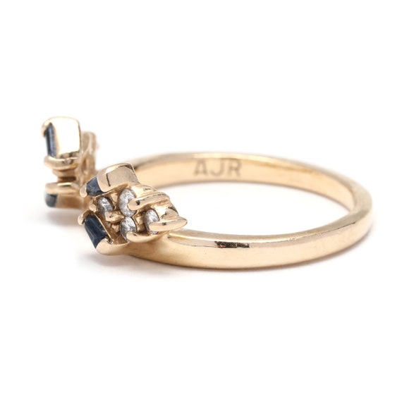 0.26ctw Sapphire Diamond Wedding Ring Wrap, 14K Y… - image 4