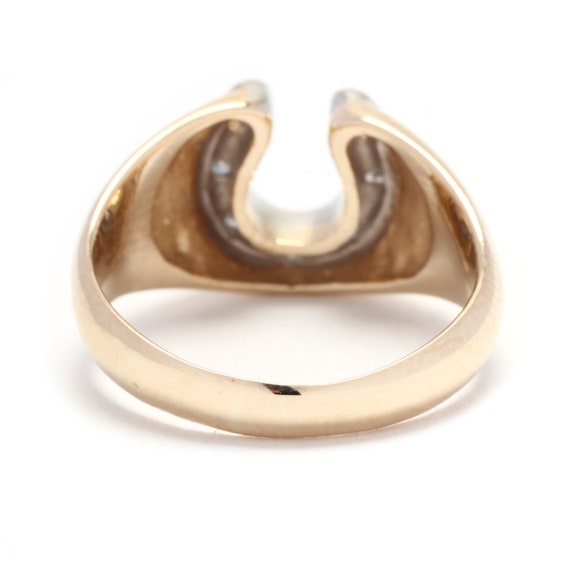 0.10ctw Vintage Diamond Horseshoe Ring, 14K Yello… - image 3