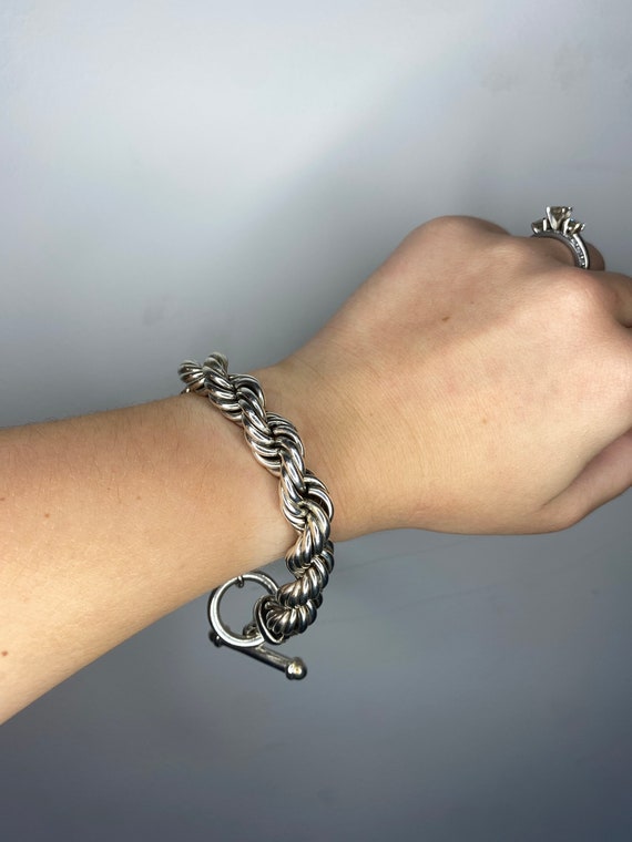 Rope Twist Toggle Bracelet, Sterling Silver, Length 8.5 Inches