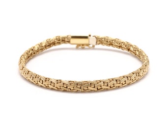 18k Yellow Gold Braided Bracelet, Length 7 Inches, Stackable Bracelet