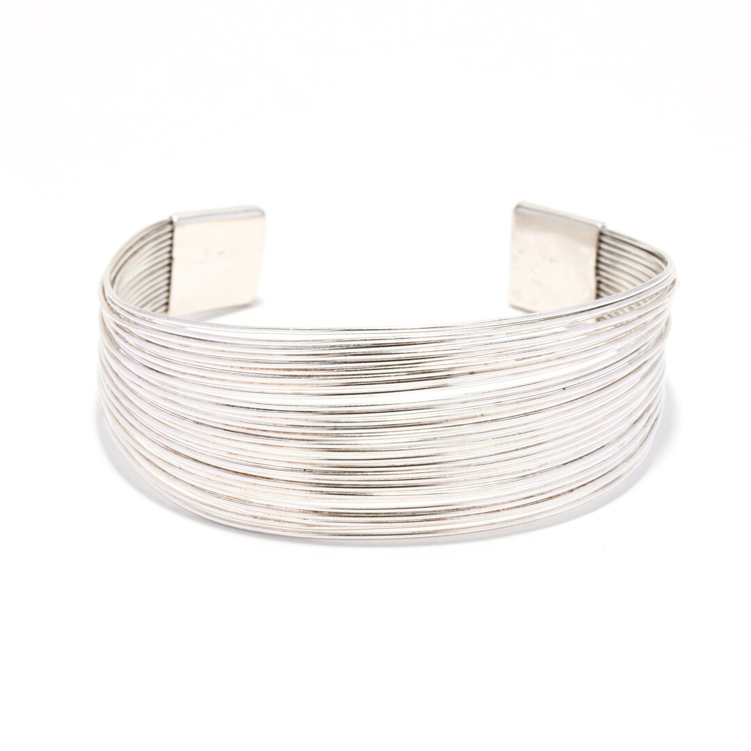 Multi strand Wire Cuff Bracelet Sterling Silver Length 7 Inches Minimalist Wide Cuff Bracelet Etsy Australia