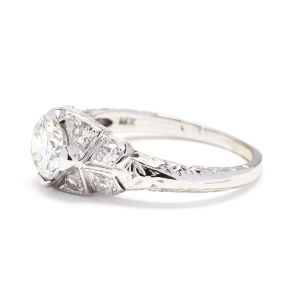 Art Deco 18 Karat White Gold Diamond Engagement R… - image 2