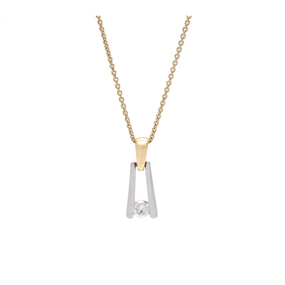 0.17ctw Diamond Solitaire Pendant Necklace, Plati… - image 1