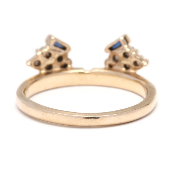 0.26ctw Sapphire Diamond Wedding Ring Wrap, 14K Y… - image 3