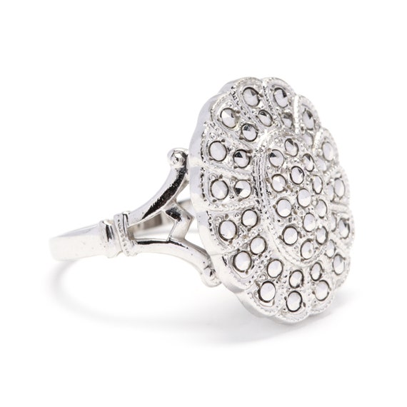 Sterling Silver & Marcasite Statement Ring - image 2