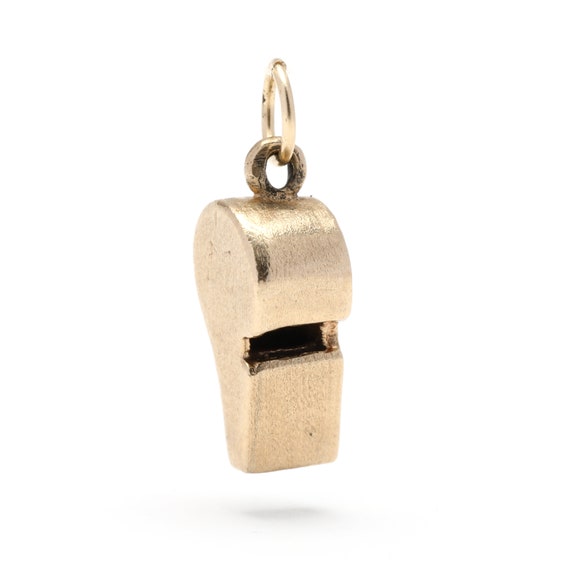 Small Gold Whistle Charm, 14K Yellow Gold, Length… - image 1